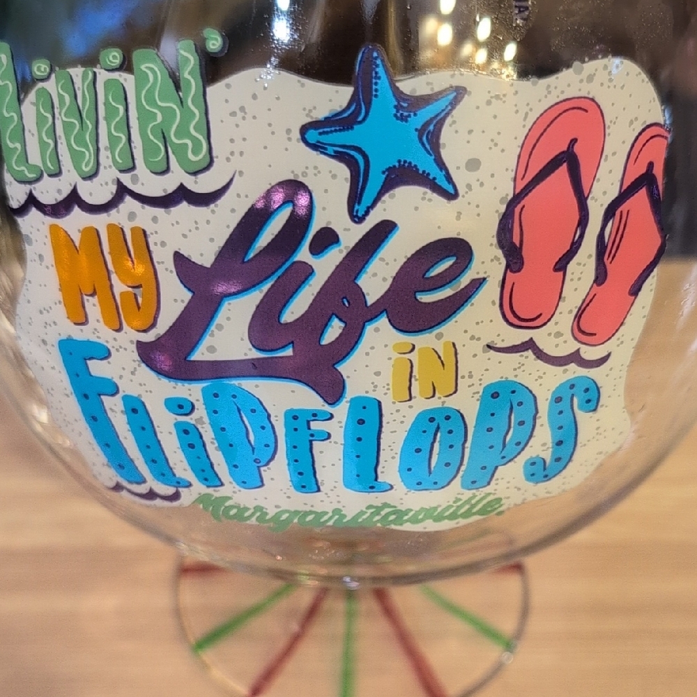 Margaritaville Colorful Flip Flops Wine Glass - Picture 2 of 4